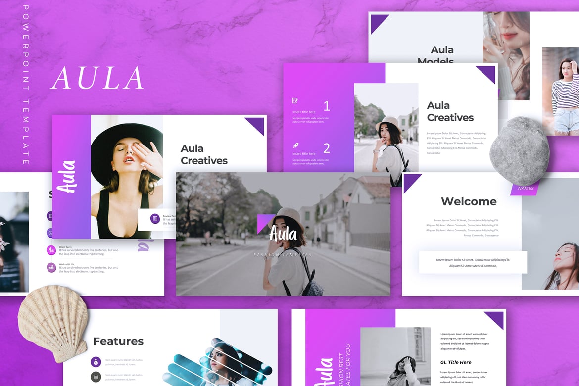 AULA - Template PowerPoint Fashion yang Modern dan Kreatif