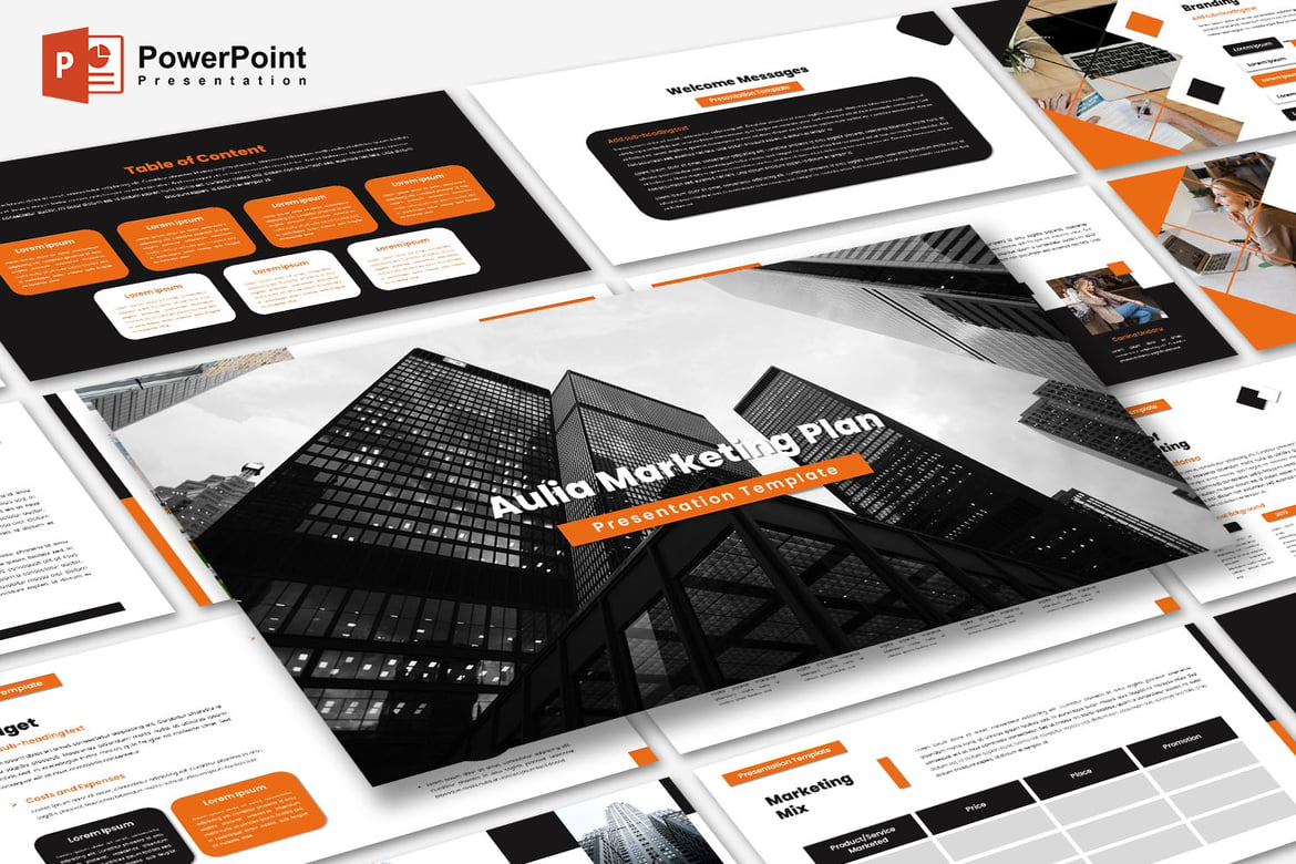 Template PowerPoint Rencana Pemasaran Aulia yang Menarik
