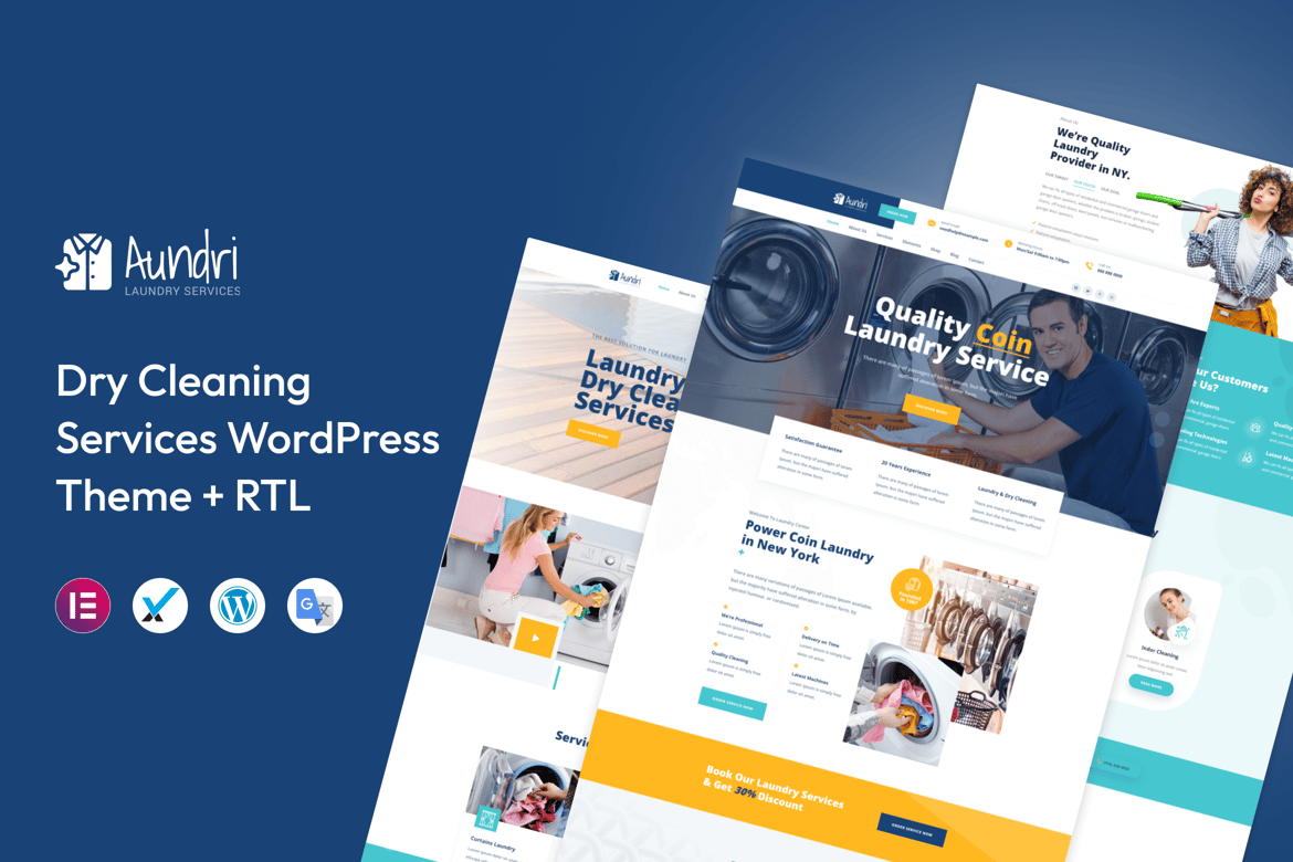 Aundri - Tema WordPress untuk Layanan Dry Cleaning yang Efektif