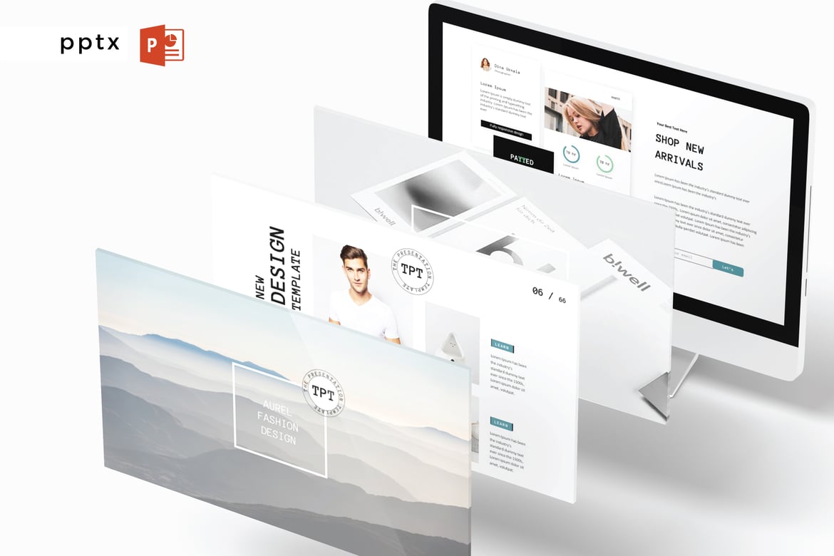 Template Presentasi PowerPoint AUREL FASHION DESIGN V362 yang Modern dan Profesional