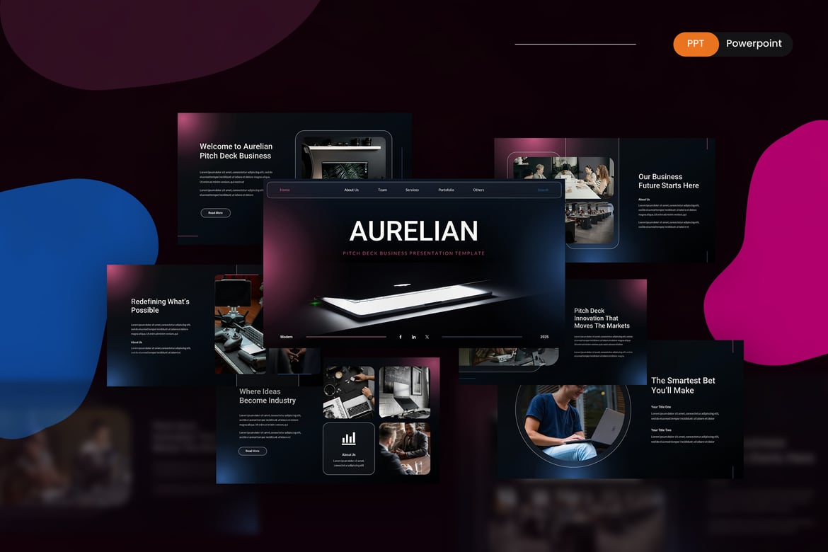 Template Presentasi Aurelian - PowerPoint untuk Pitch Bisnis yang Menarik