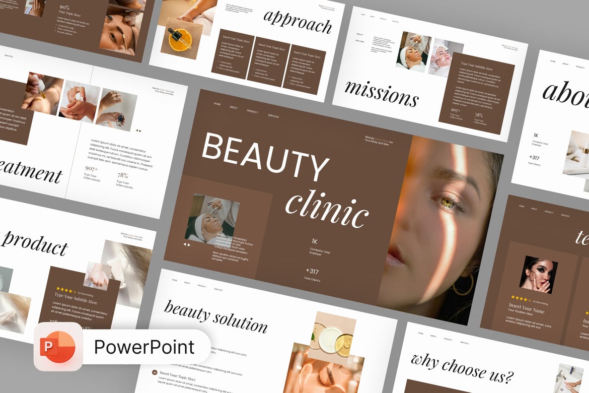 Template Presentasi PowerPoint Klinik Kecantikan Aurelin yang Elegan