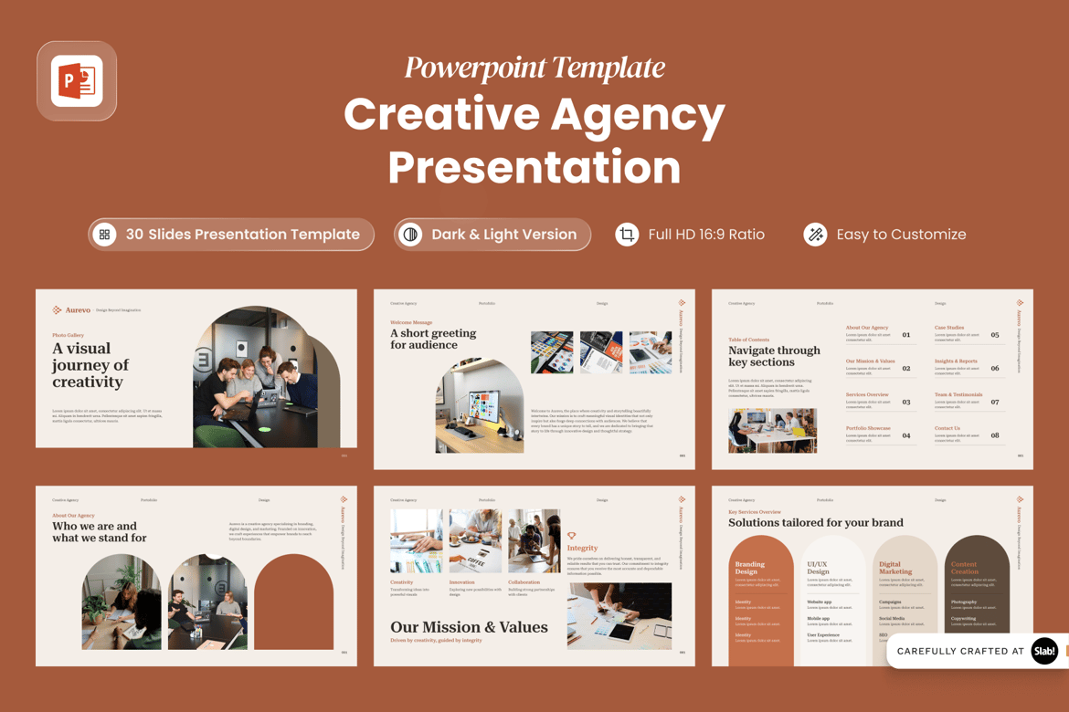 Aurevo - Template Presentasi PowerPoint Kreatif untuk Agensi