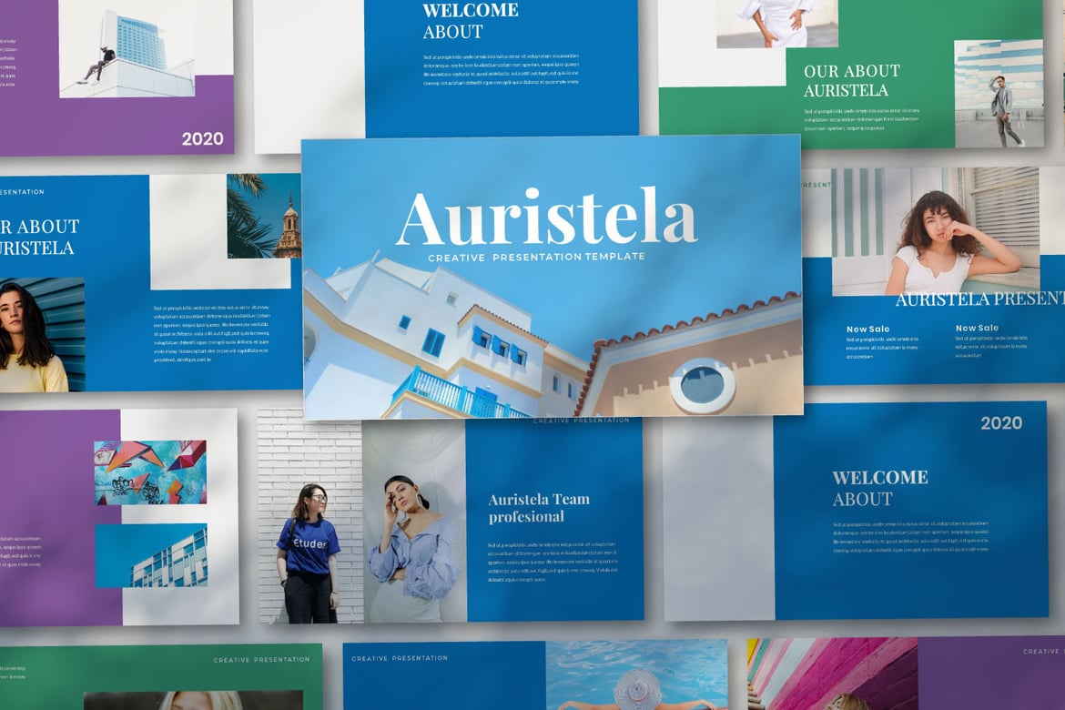 Template Powerpoint Kreatif Auristela yang Modern dan Profesional