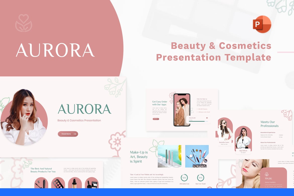 Template PowerPoint Aurora – Solusi Kreatif untuk Industri Kecantikan dan Kosmetik