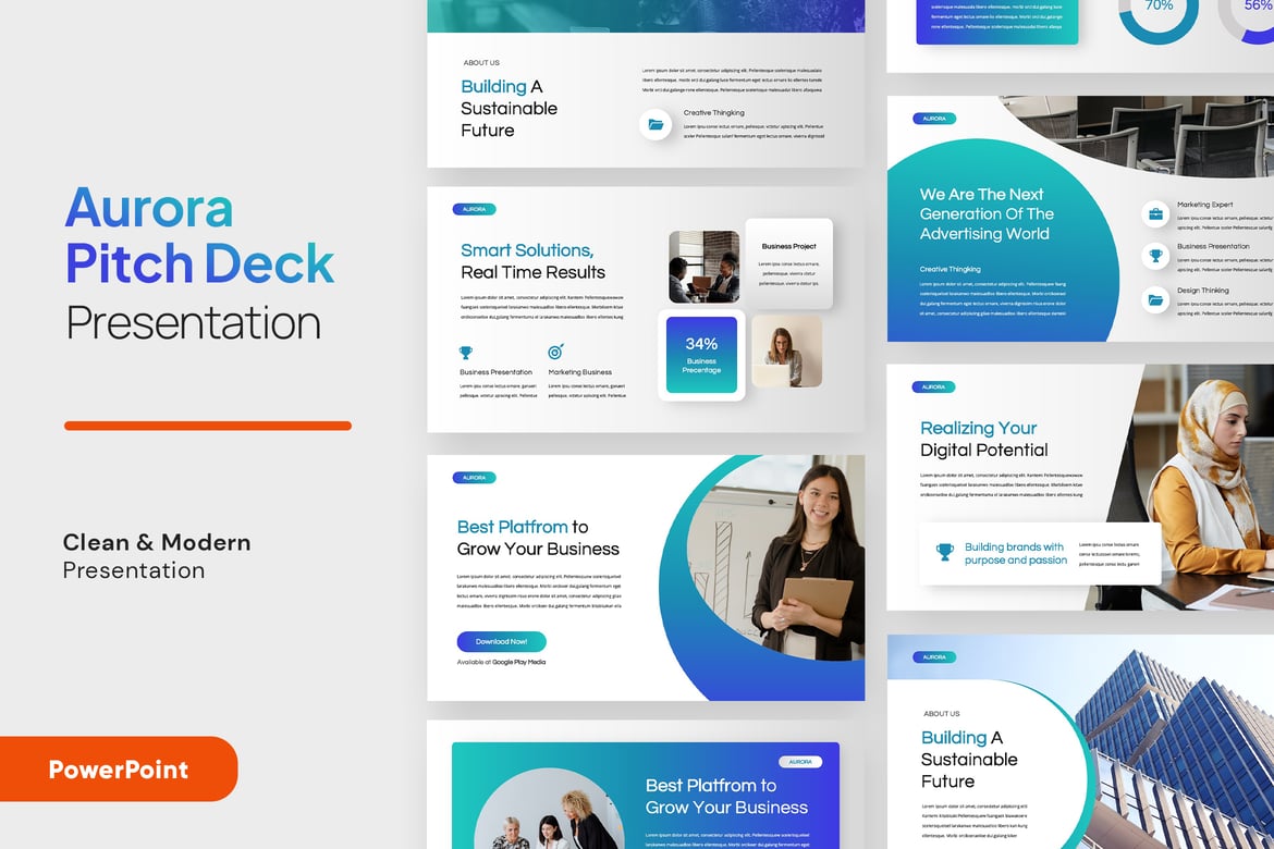 AURORA - Template Presentasi PowerPoint Korporat yang Profesional