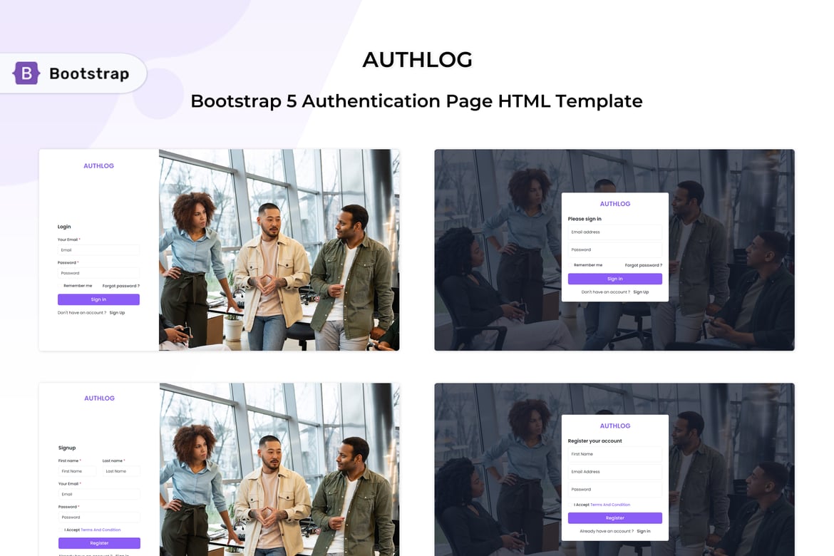 Authlog - Template Website Autentikasi Bootstrap 5 yang Modern dan Responsif