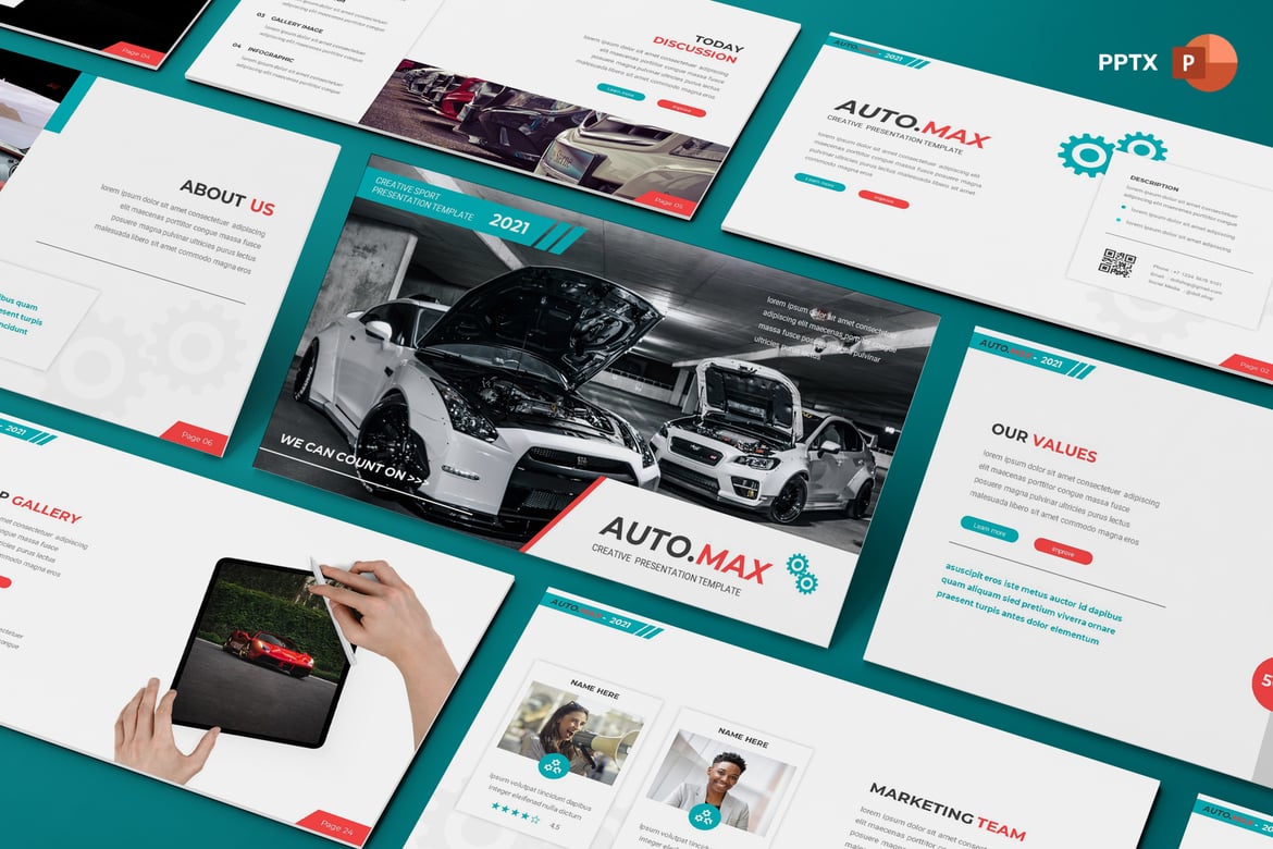 Template Presentasi Otomotif - Auto Max yang Menarik