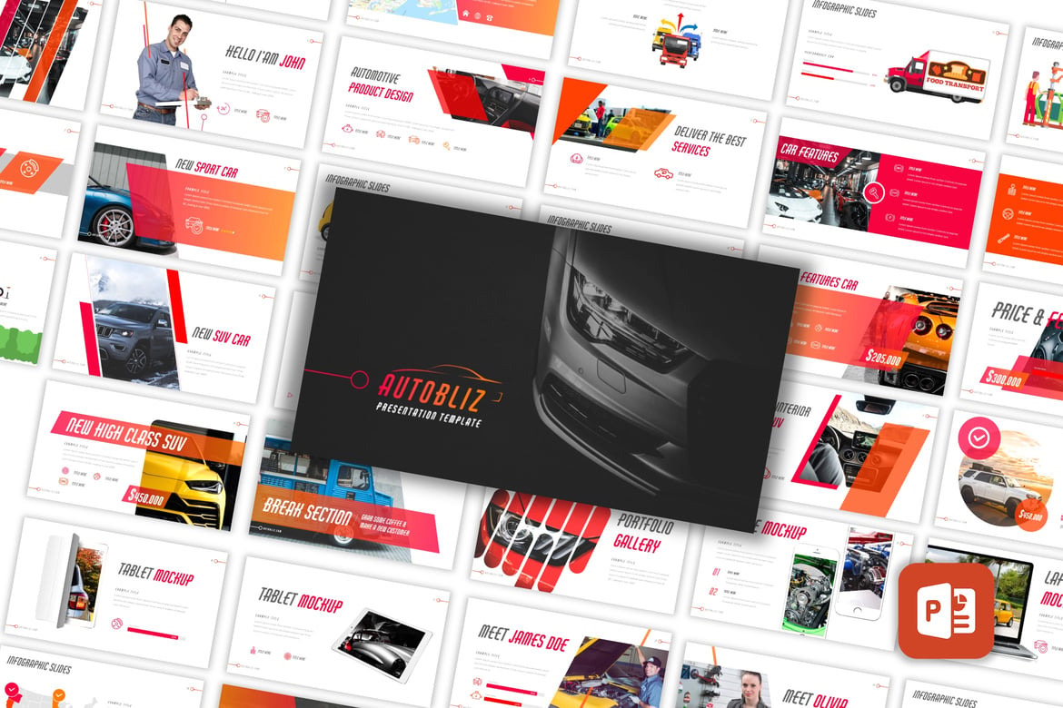 Template Presentasi PowerPoint Otomotif Autobliz yang Memukau