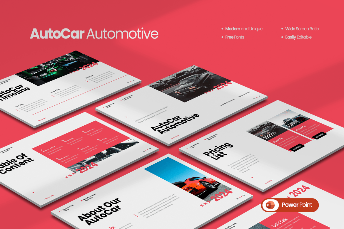 Template Powerpoint Otomotif AutoCar yang Modern dan Profesional