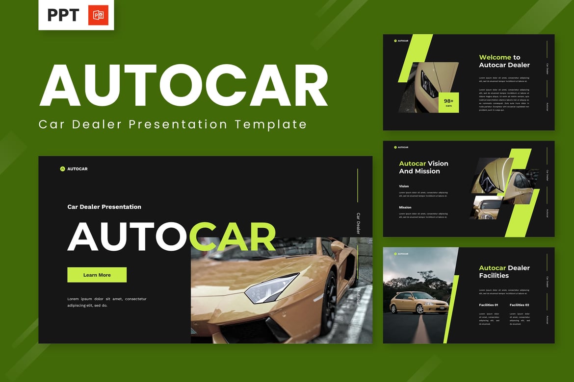 Template Presentasi Powerpoint Autocar untuk Dealer Mobil