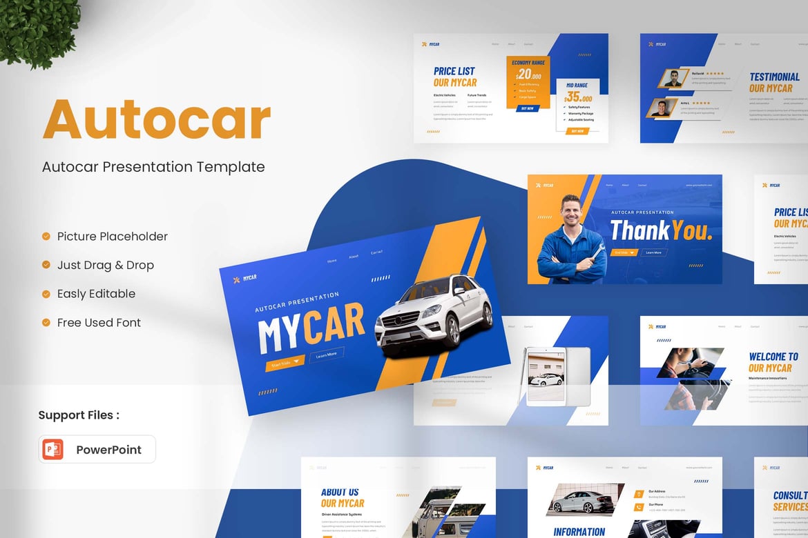 Template Powerpoint Autocar yang Menarik dan Profesional