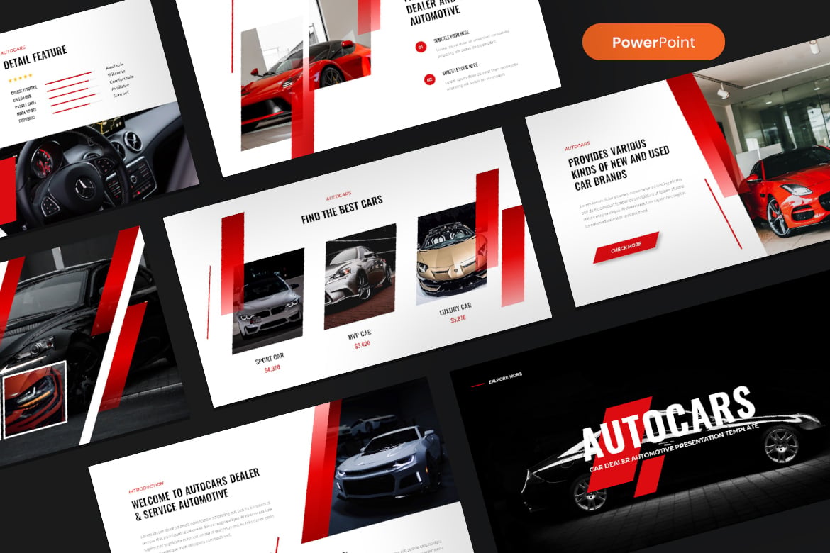Template Presentasi PowerPoint Autocars untuk Dealer Mobil yang Menarik