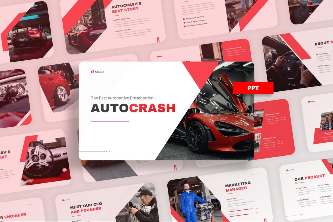 Autocrash - Template PowerPoint Bisnis Otomotif yang Menarik