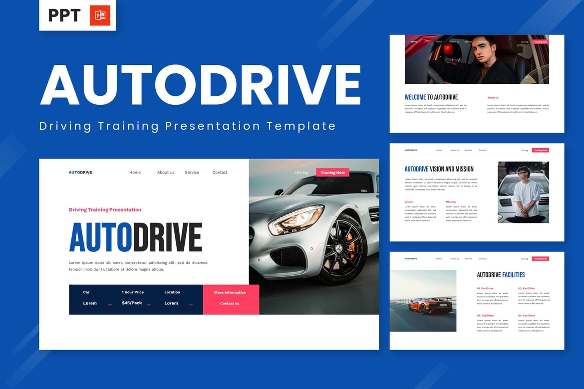 Template Presentasi PowerPoint Autodrive untuk Pelatihan Mengemudi