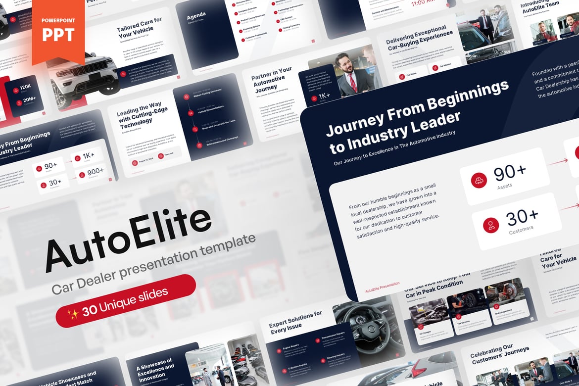 Template PowerPoint Dealer Mobil AutoElite - Presentasi Profesional untuk Bisnis Otomotif
