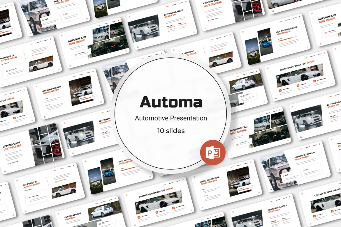 Template PowerPoint Otomotif Automa yang Menarik