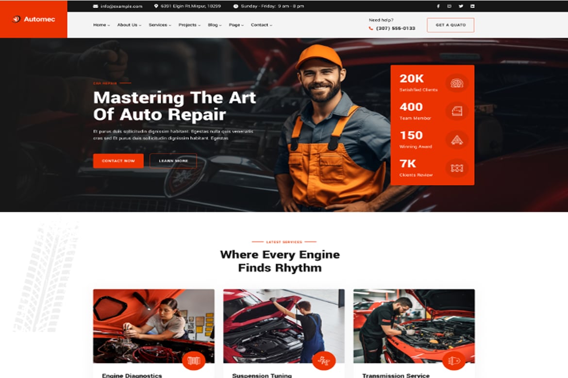 Template Website Automec - Solusi Terbaik untuk Layanan dan Perbaikan Mobil