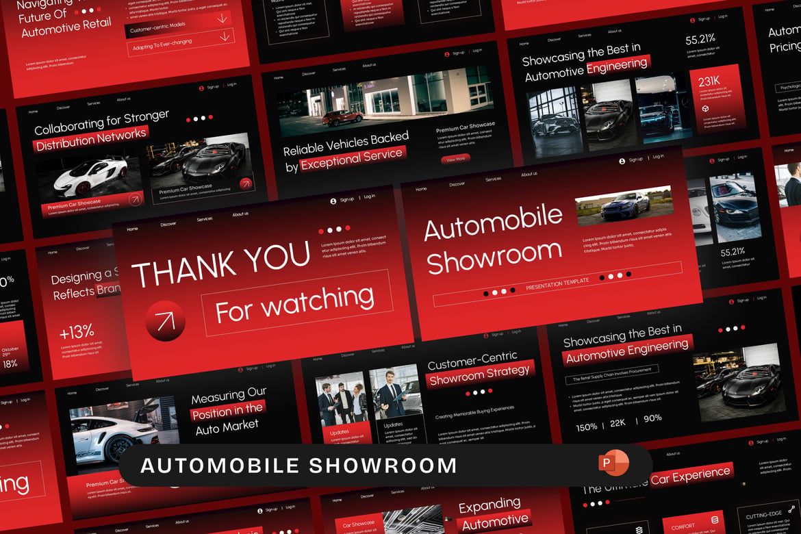 Template Presentasi PowerPoint Showroom Mobil yang Menarik