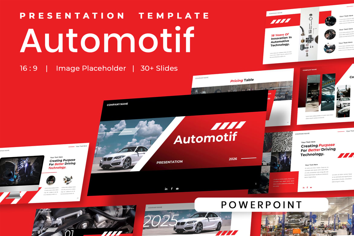 Template Presentasi PowerPoint Automotif untuk Bisnis Mobil