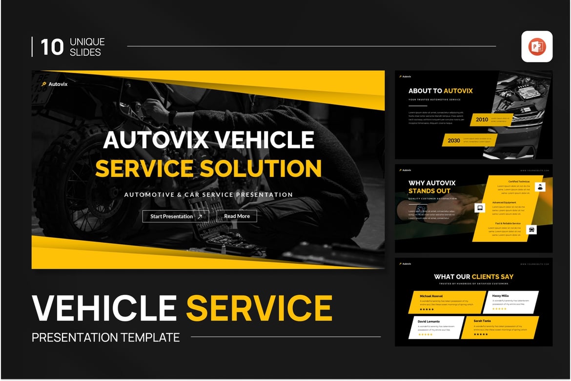 Template Presentasi PowerPoint untuk Layanan Otomotif dan Mobil