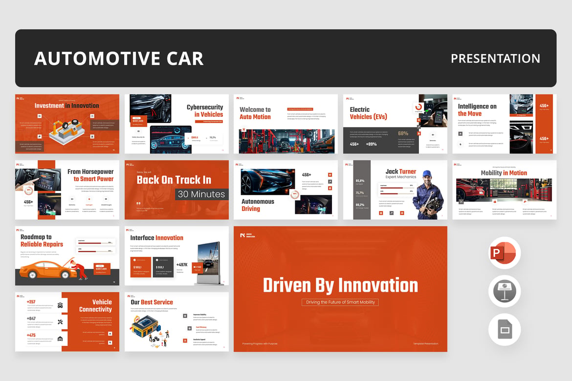 Template Presentasi PowerPoint Mobil yang Modern dan Menarik
