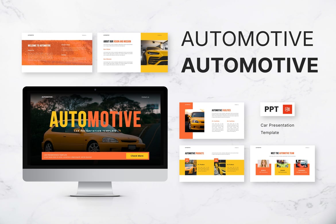Template Presentasi PowerPoint Otomotif untuk Mobil