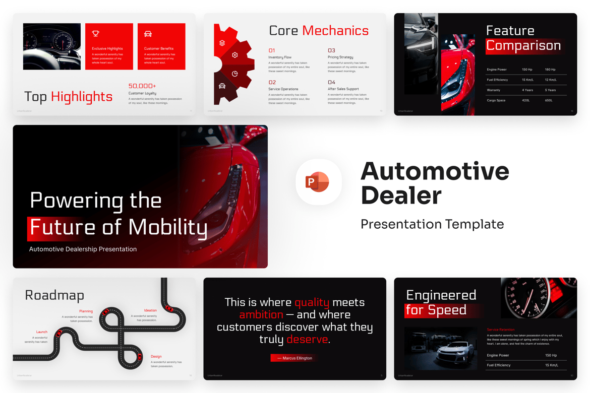Template Presentasi PowerPoint untuk Dealer Otomotif yang Menarik