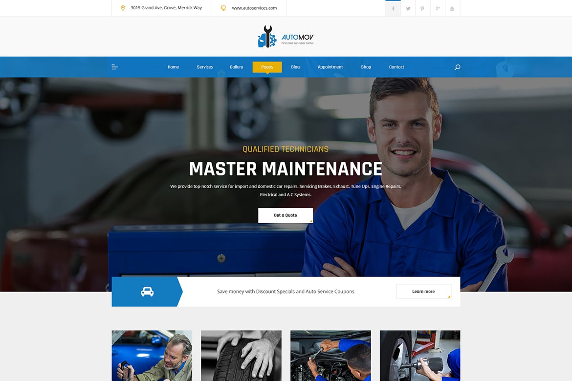 Template Website Automov - Solusi Terbaik untuk Layanan Perbaikan Mobil dan Otomotif