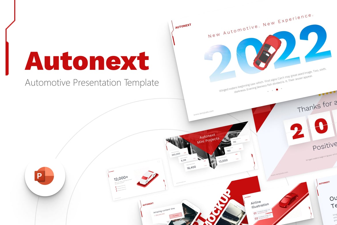 Template PowerPoint Otomotif Autonext yang Modern dan Profesional
