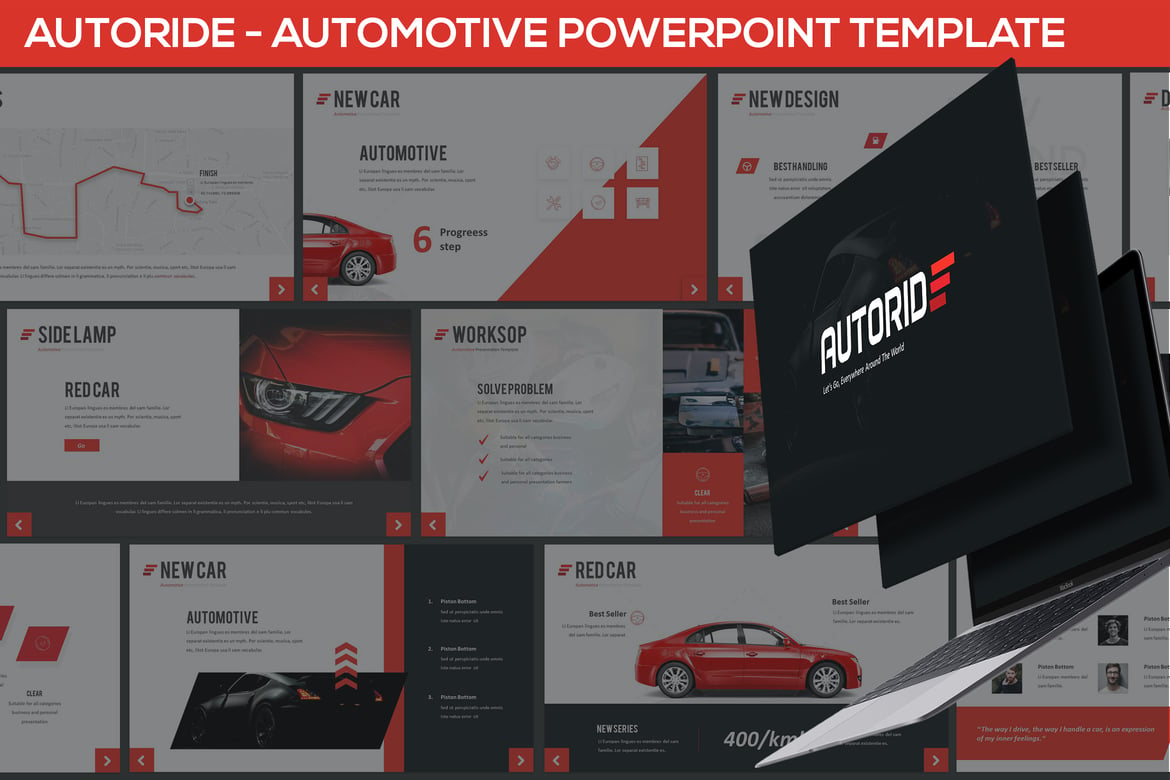 Autoride - Template Powerpoint Otomotif Modern dan Menarik