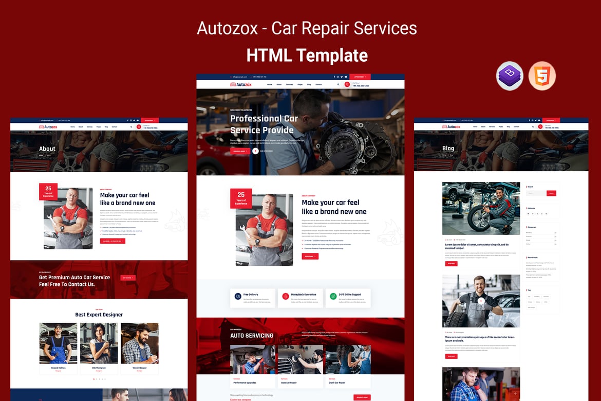 Autozox - Template Website Jasa Perbaikan Mobil yang Responsif dan Modern