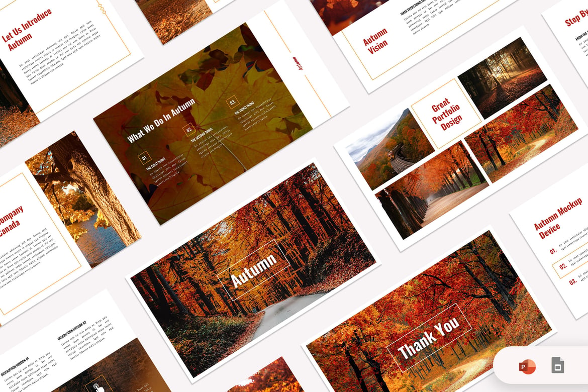 Template PowerPoint Musim Gugur yang Elegan untuk Bisnis Anda