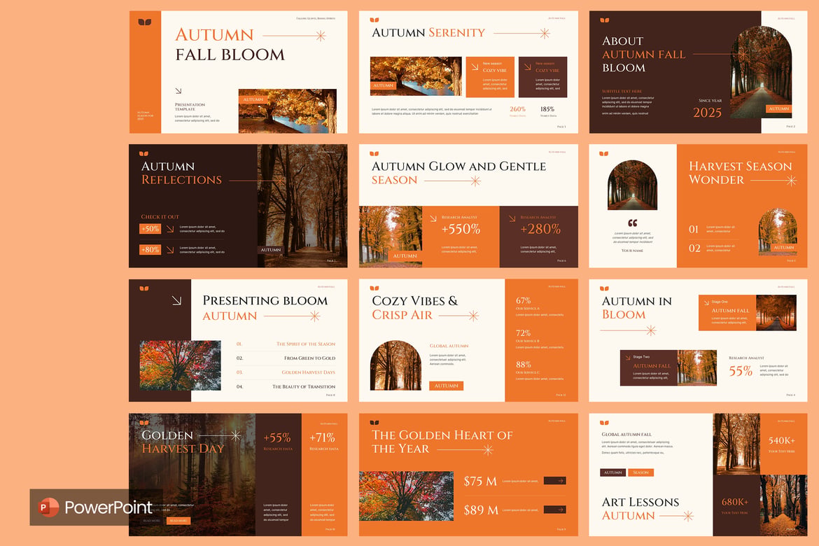 Template PowerPoint Musim Gugur yang Elegan dan Hangat