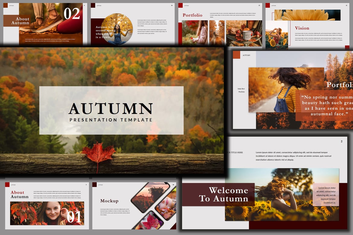 Template PowerPoint Musim Gugur - Presentasi Kreatif yang Menawan