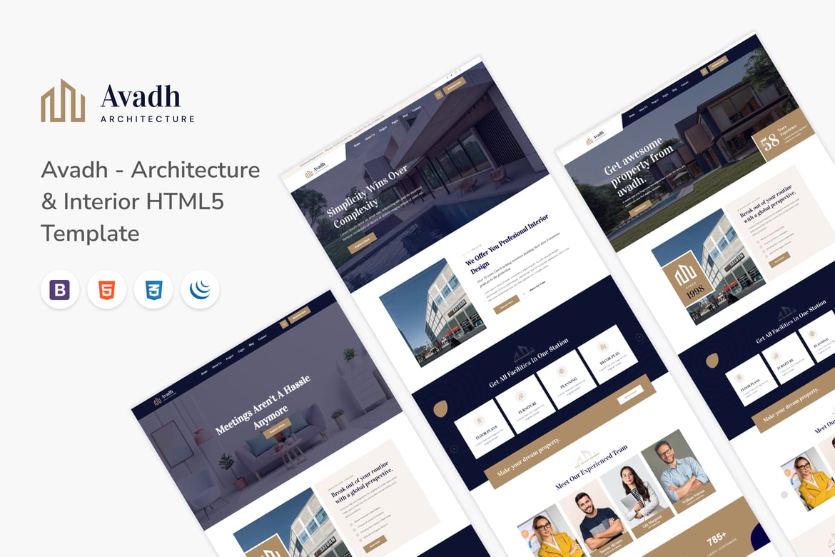 Avadh - Template Website Arsitektur & Interior yang Modern dan Responsif