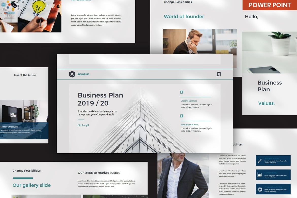 Template PowerPoint Avalon untuk Presentasi Profesional