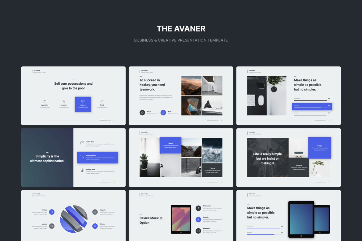 Template Presentasi Bisnis AVANER (PowerPoint) yang Modern dan Minimalis