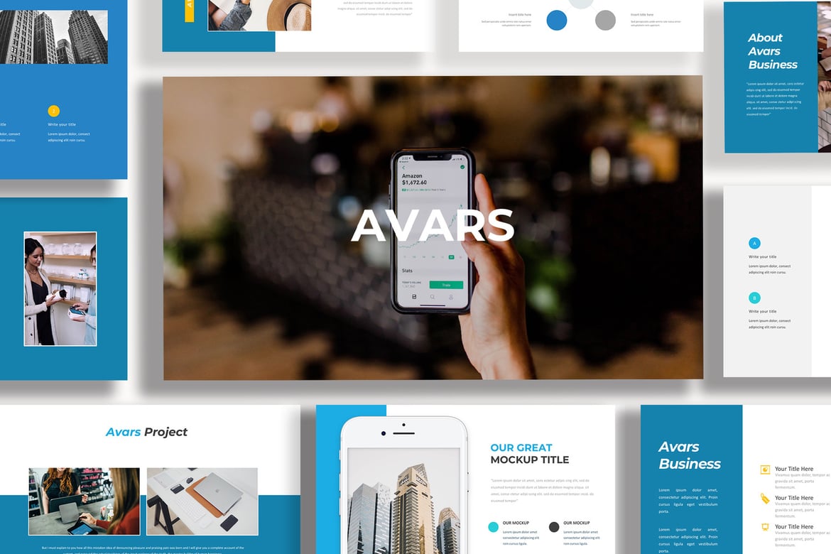 Template PowerPoint Bisnis Avars yang Modern dan Kreatif