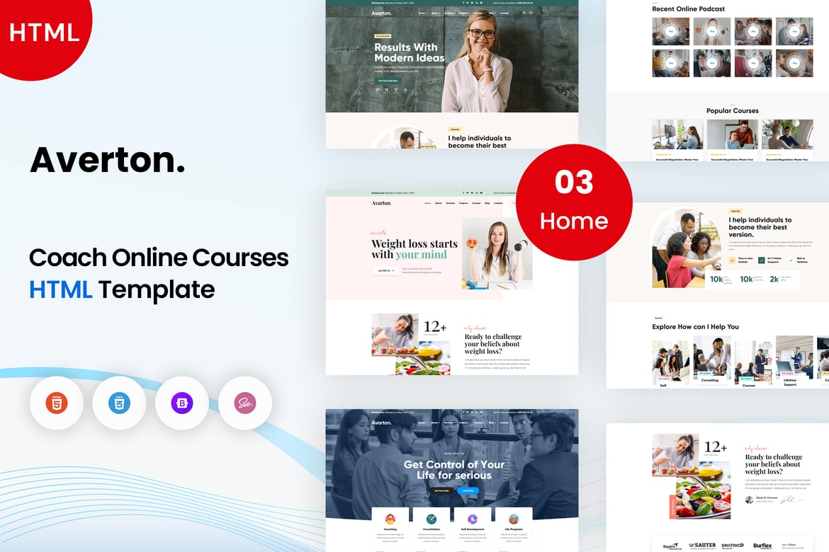 Template Website Avarton untuk Kursus Online Coaching yang Modern dan Responsif