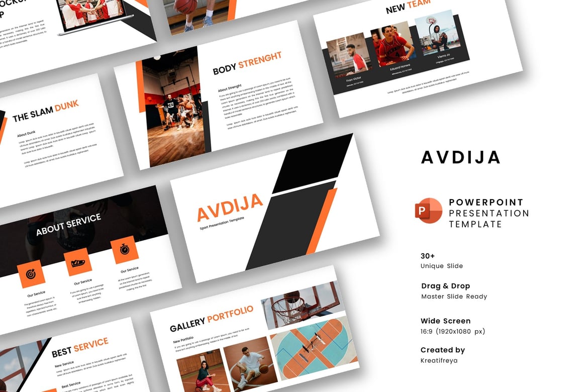 Template PowerPoint Olahraga Avdija - Solusi Presentasi Kreatif Anda