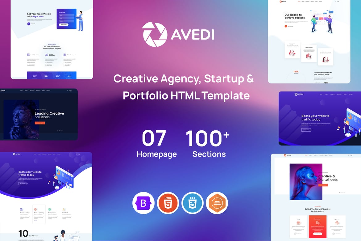 Avedi – Template Website Kreatif & Digital Agency yang Responsif