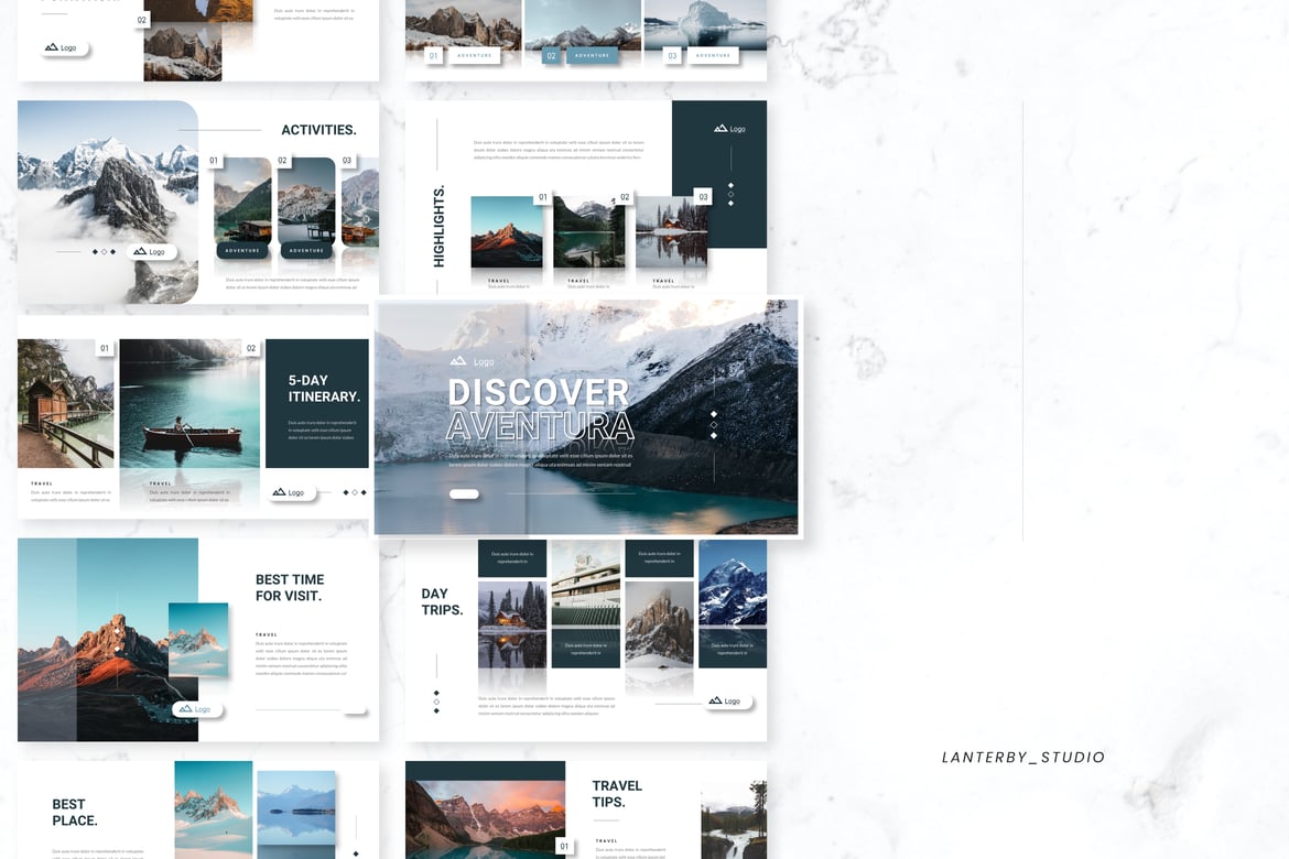 Template PowerPoint Aventura untuk Presentasi Kreatif Anda