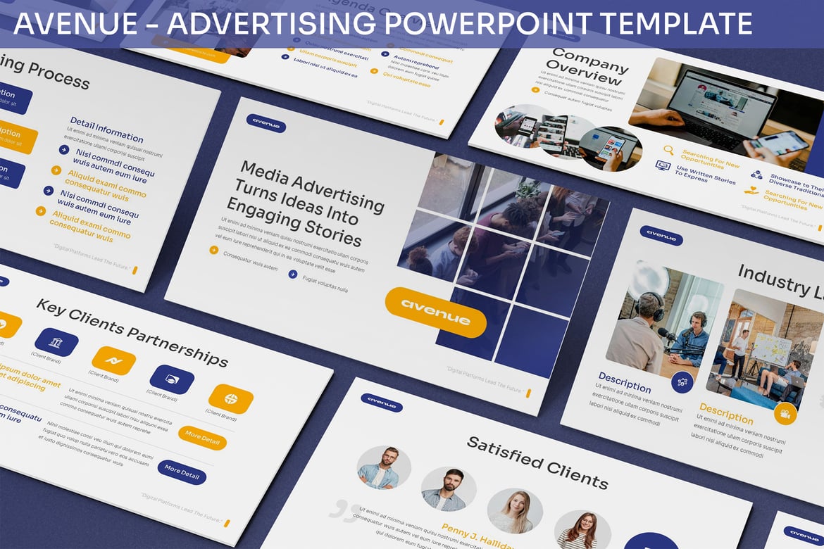 Template Presentasi PowerPoint Avenue untuk Kampanye Iklan yang Mengesankan