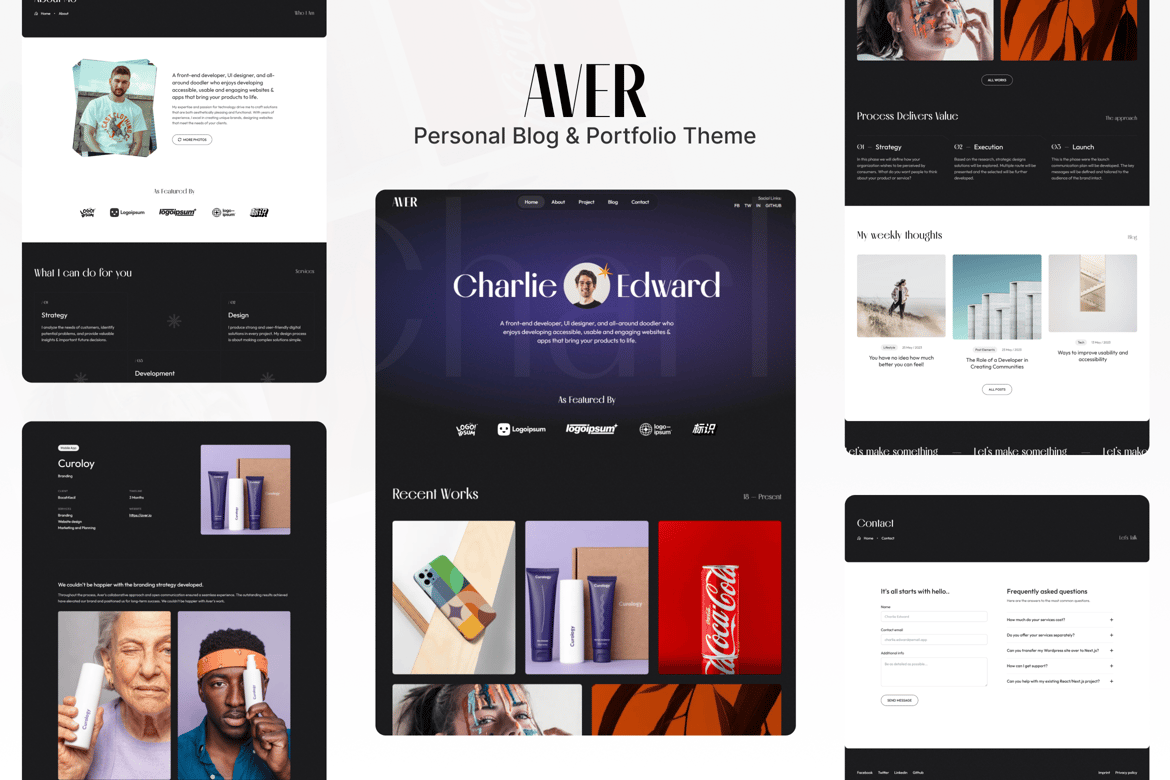 Aver - Tema Portfolio dan Blog Modern untuk Website Anda