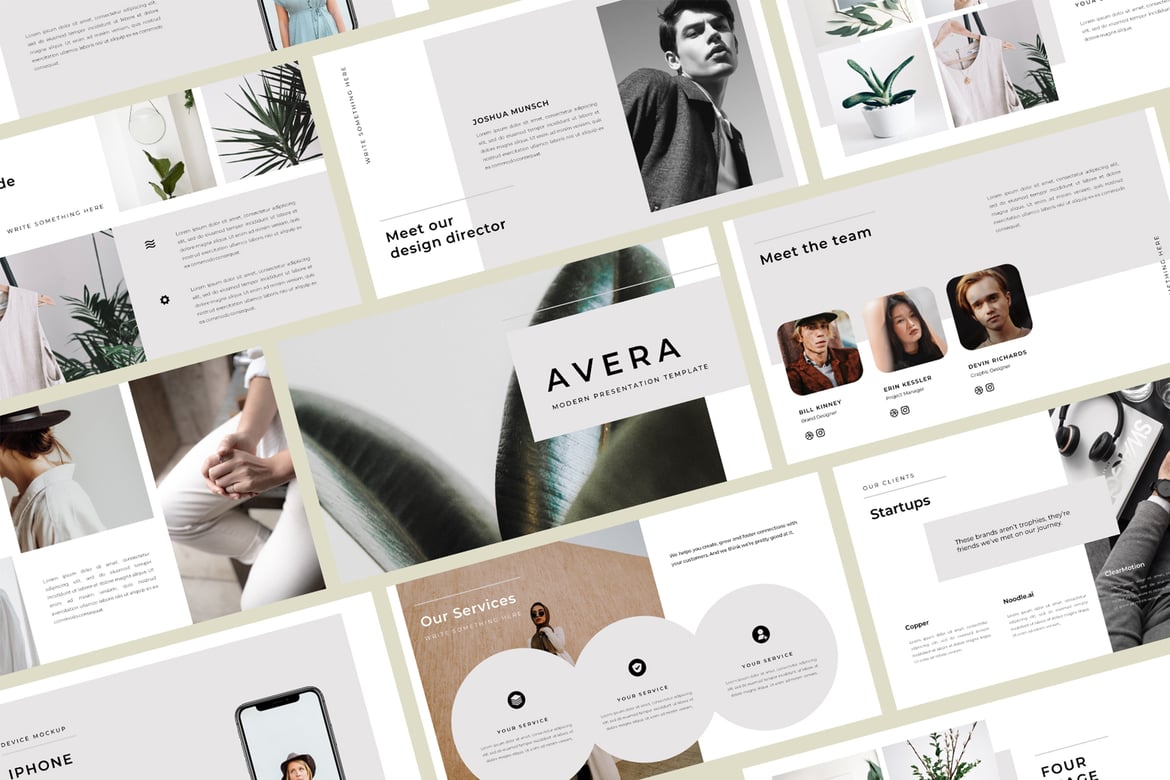 Template PowerPoint Avera yang Modern dan Profesional