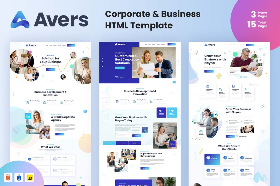 Avers | Template Website HTML Korporat & Bisnis Modern