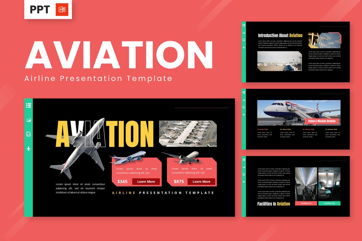 Template Presentasi Powerpoint Penerbangan dan Maskapai Terbaik