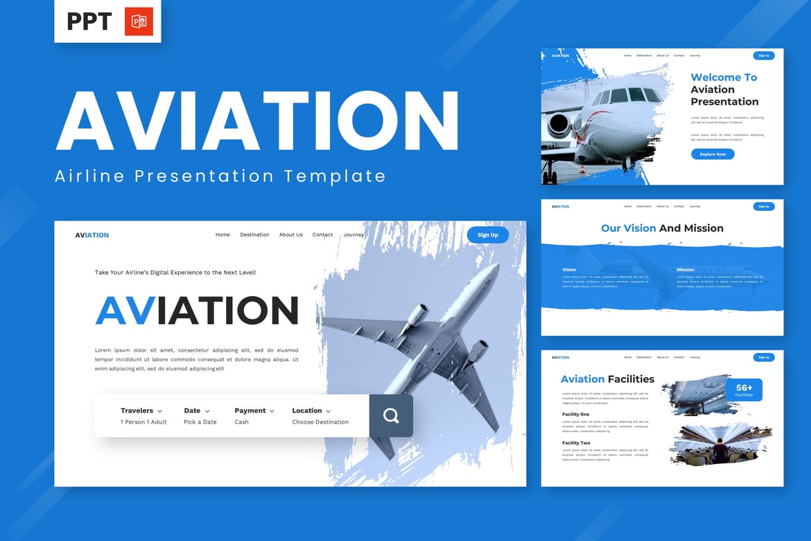 Template Powerpoint Penerbangan - Desain Kreatif untuk Presentasi Airline