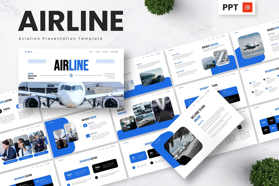 Template Powerpoint Penerbangan yang Menarik dan Profesional